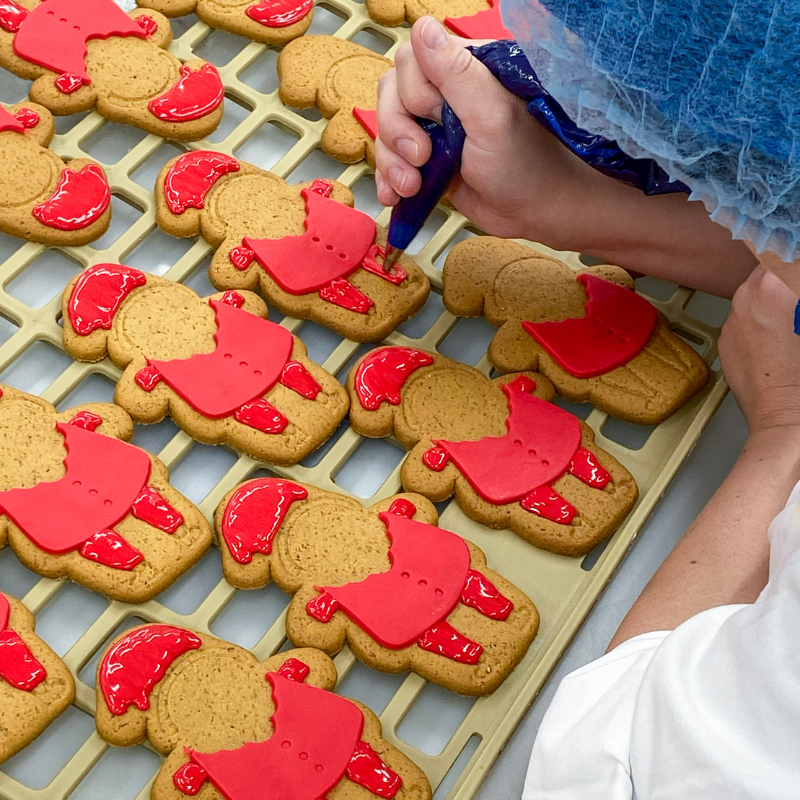 Original Biscuit Bakers Santa post-sugar pasting stage.
