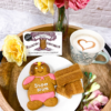 Super Mum Gift Pack featuring an Original Biscuit Bakers Super Mum Biscuit and a Pack of Billington’s Gingerbread. Pictured on a tea-tray.