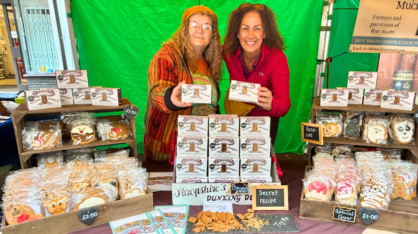 Original Biscuit Bakers display of handcrafted gingerbread biscuits and Billington's Heritage Gingerbread at the Ginger & Spice Festival Heritage Gingerbread Trail.